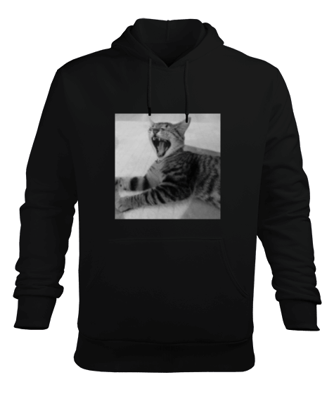 Tisho - KEDİ YÜZÜ HOODİE Erkek Kapüşonlu Hoodie Sweatshirt