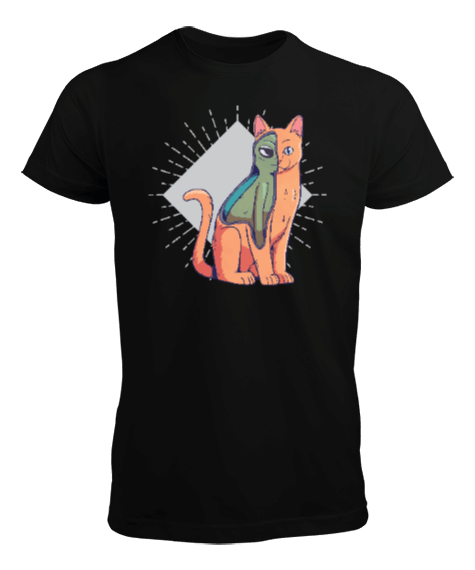 Tisho - Kediler Uzaylıdır - Özel Çizim Tasarım Erkek Tişört