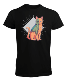 Tisho - Kediler Uzaylıdır - Özel Çizim Tasarım Erkek Tişört