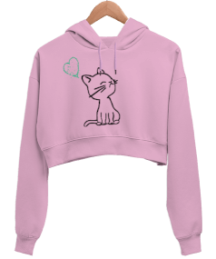 kedili Kadın Crop Hoodie Kapüşonlu Sweatshirt - Thumbnail