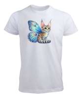 Kediperi Tekir Beyaz Erkek Tişört - Tisho