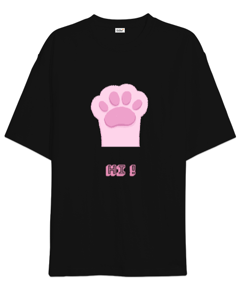 Tisho - Kedisever Siyah Oversize Unisex Tişört