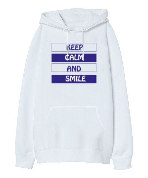 Tisho - Keep Calm And Smile Oversize Unisex Kapüşonlu Sweatshirt