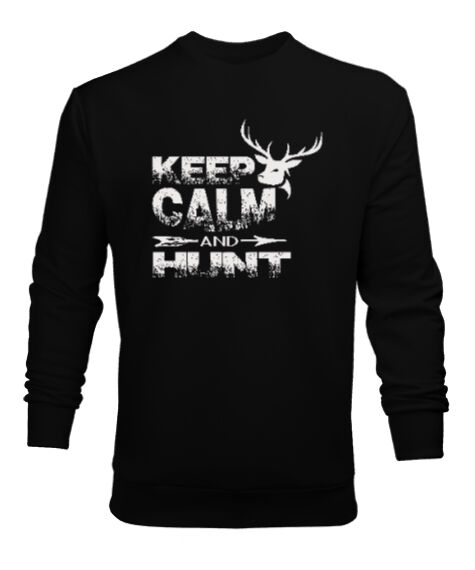 Tisho - Keep Calm Hunt Siyah Erkek Sweatshirt