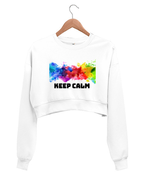 Tisho - KEEP CALM temalı Kadın Crop Sweatshirt