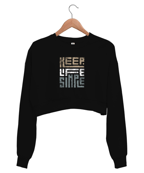 Tisho - keep life simple - hayatı basit tut Siyah Kadın Crop Sweatshirt