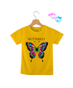 Tisho - kelebek baskılı tişört Çocuk Unisex