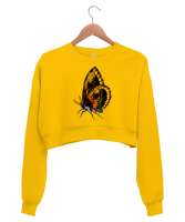 KELEBEK Sarı Kadın Crop Sweatshirt - Thumbnail