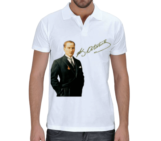 Tisho - Kemal Atatürk Baskılı T-shirt Erkek Kısa Kol Polo Yaka