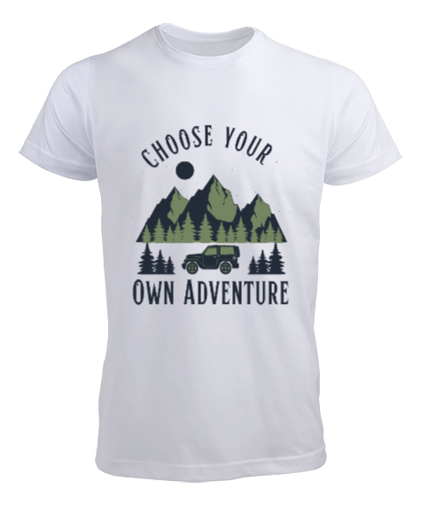 Tisho - Kendi Maceranı Seç Dağlar, Orman ve Araba Kampçı ve Dağcı Özel Tasarım Beyaz Erkek Tişört