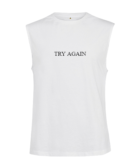 Tisho - Kesik kol unisex Try Again T-Shirt Kesik Kol Unisex Tişört