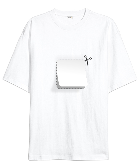 Tisho - kesik sayfa Beyaz Oversize Unisex Tişört