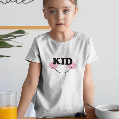 Kid Çocuk Temalı Kız Çocuk Kısa Kol Tişört - Tekli Kombin - Thumbnail