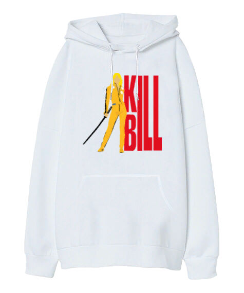 Tisho - Kill Bill Beyaz Oversize Unisex Kapüşonlu Sweatshirt