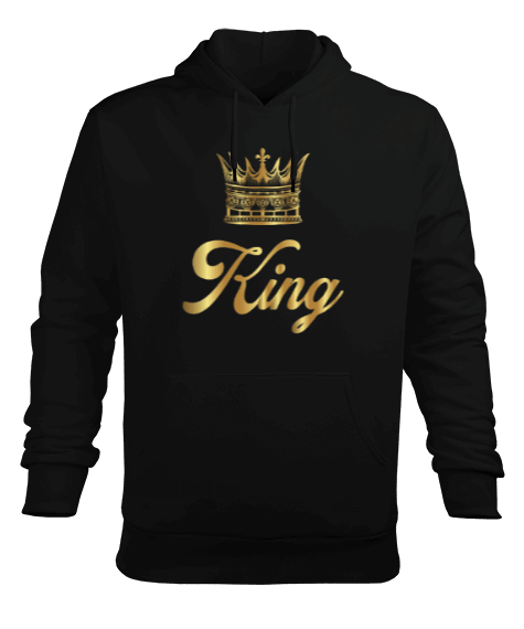 Tisho - King baskılı Erkek hoodie Erkek Kapüşonlu Hoodie Sweatshirt
