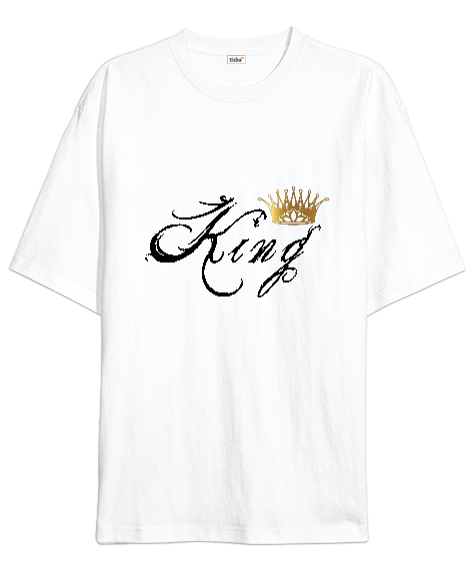 Tisho - King Beyaz Oversize Unisex Tişört
