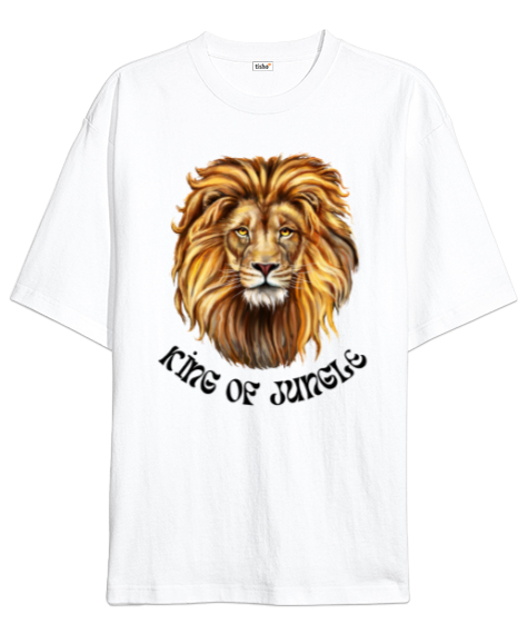 Tisho - King of Jungle Beyaz Oversize Unisex Tişört