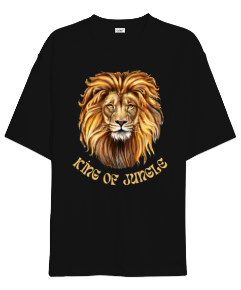 Tisho - King of Jungle Siyah Oversize Unisex Tişört