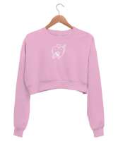 kırık kalp Pembe Kadın Crop Sweatshirt - Tisho