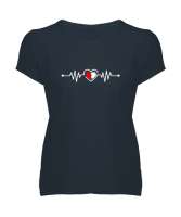 Kırık Kalp Ritmi Füme Kadın V Yaka Tişört - Tisho