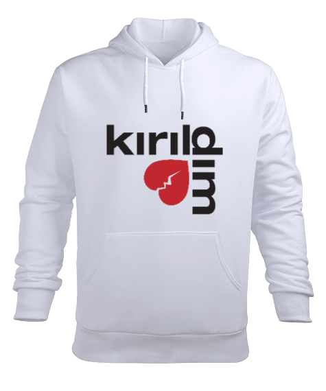 Tisho - Kırıldım beyaz Erkek Kapüşonlu Hoodie Sweatshirt