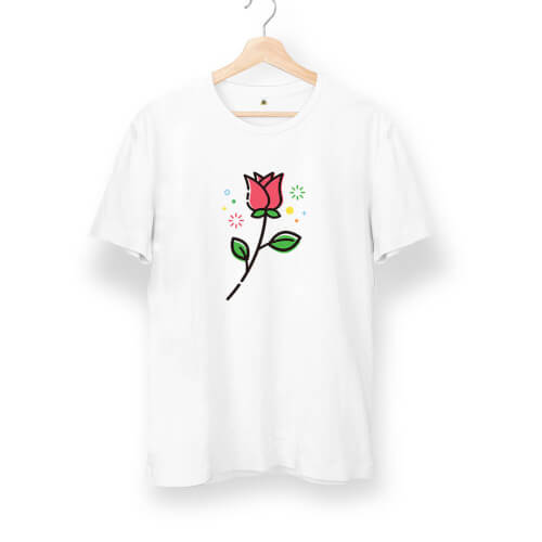 Kırmızı Gül Rose Unisex Kısa Kol Tişört - Thumbnail