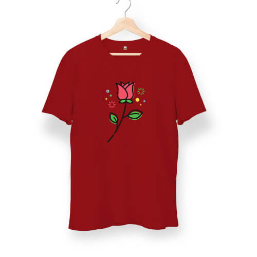 Kırmızı Gül Rose Unisex Kısa Kol Tişört - Thumbnail