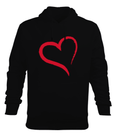 KIRMIZI KALP Erkek Kapüşonlu Hoodie Sweatshirt - Tisho