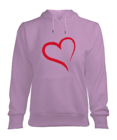 KIRMIZI KALP Kadın Kapşonlu Hoodie Sweatshirt - Tisho