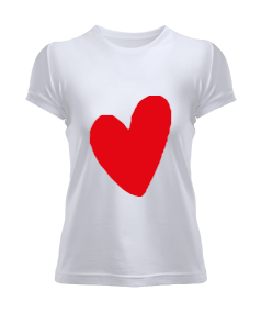 kırmızı kalp kadın tshirt Kadın Tişört - Tisho