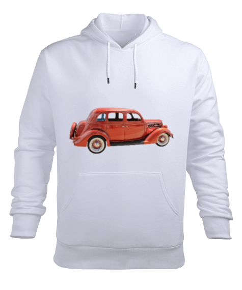 Tisho - Kırmızı klasik arabalı Erkek Kapüşonlu Hoodie Sweatshirt