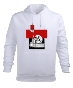 kırmızı kuru kafa Erkek Kapüşonlu Hoodie Sweatshirt - Thumbnail