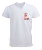 Kırmızı Modern İstanbul Beyaz Erkek Kısa Kol V Yaka Tişört - Tisho