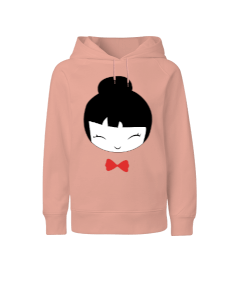 Kırmızı papyonlu sevimli kız baskılı kız Çocuk Unisex Hoodie Kapüşonlu - Tisho
