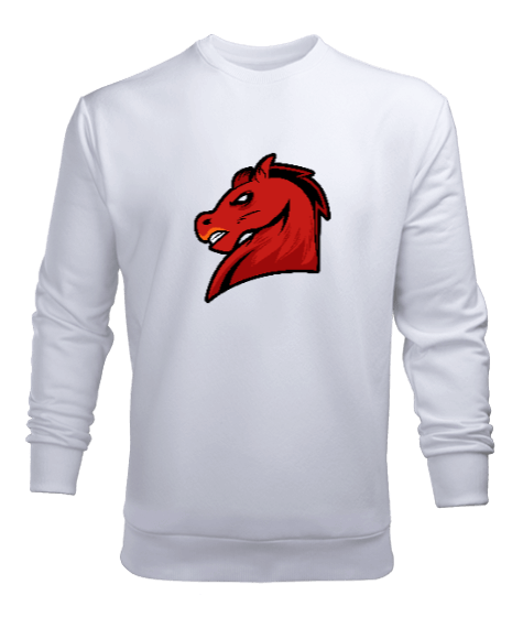 Tisho - Kırmızı sinirli at Erkek Sweatshirt