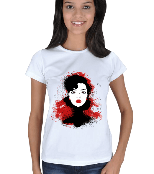 Tisho - kırmızı, siyah, women, kadın, çizim Kadın Tişört