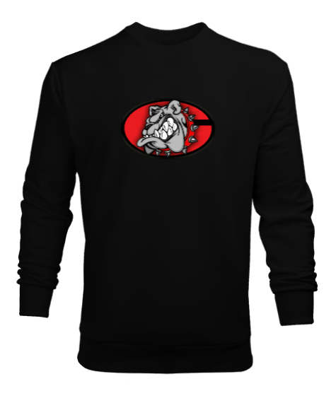 Tisho - Kırmızı tasmalı bulldog Siyah Erkek Sweatshirt