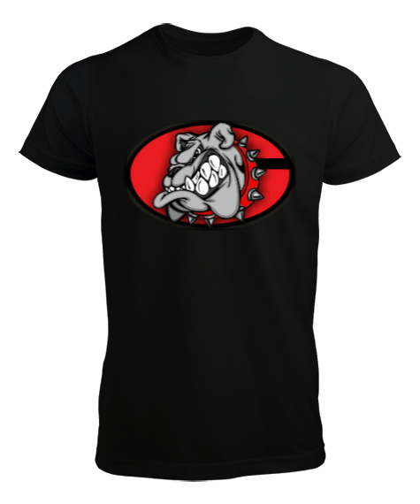 Tisho - Kırmızı tasmalı bulldog Siyah Erkek Tişört