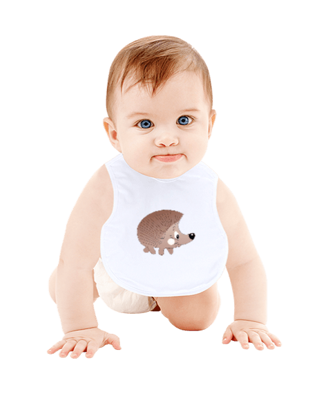 Tisho - Kirpi tasarımlı Bebek Mama Önlüğü