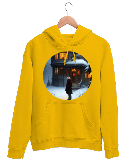 Tisho - Kış Sarı Unisex Kapşonlu Sweatshirt