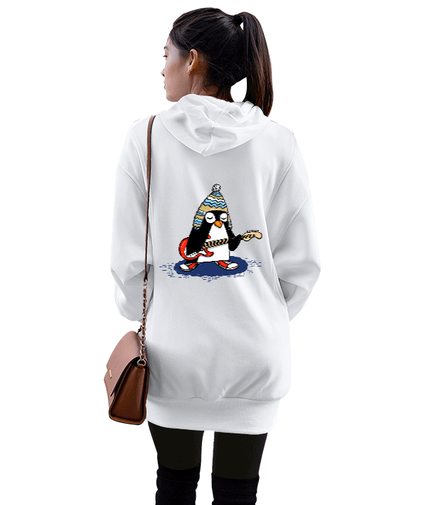 kış tasarımlı Kadın Uzun Hoodie Kapüşonlu Sweatshirt