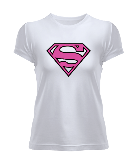 Tisho - Kısa Kol Süpergirl Desenli Kadın Tişört