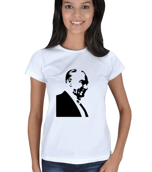 Tisho - Kişiye Özel Atatürk Baskılı Kadın Basic Tshirt Kadın Tişört