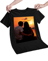 Kişiye Özel Fotoğraf Baskılı Unisex Tişört Kendin Tasarla Baskılı Tişört Siyah - Tisho