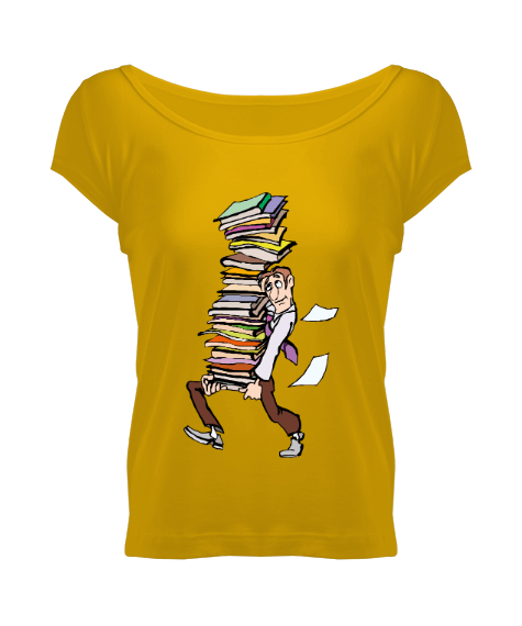 Tisho - kitap kadın geniş yaka tshirt Kadın Geniş Yaka Tişört