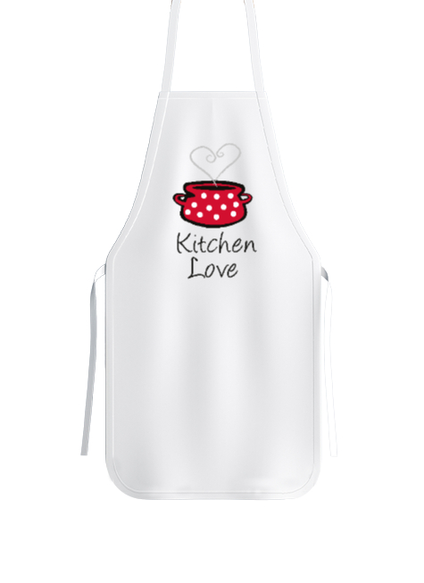 Tisho - Kitchen Love - Mutfak Aşkı Beyaz Mutfak Önlüğü