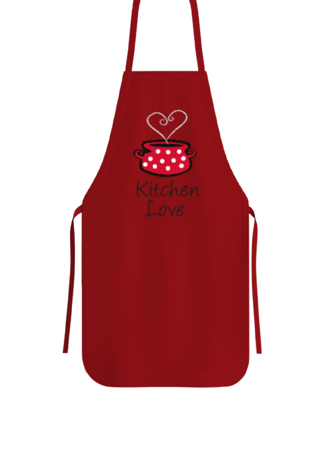 Tisho - Kitchen Love - Mutfak Aşkı Kırmızı Mutfak Önlüğü