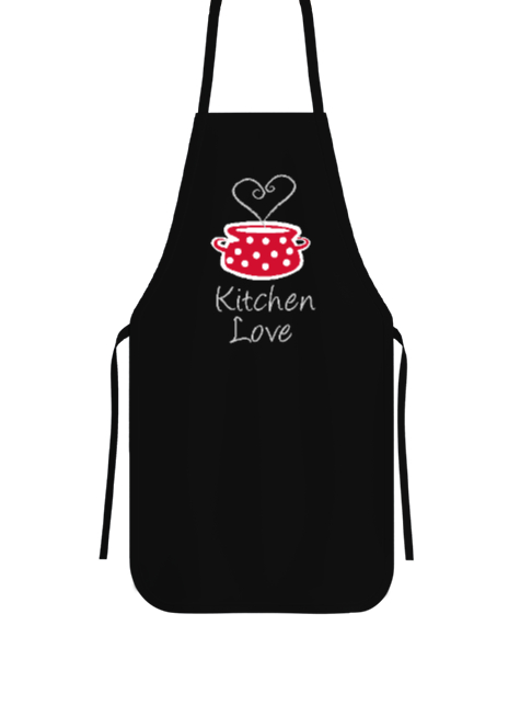 Tisho - Kitchen Love - Mutfak Aşkı Siyah Mutfak Önlüğü