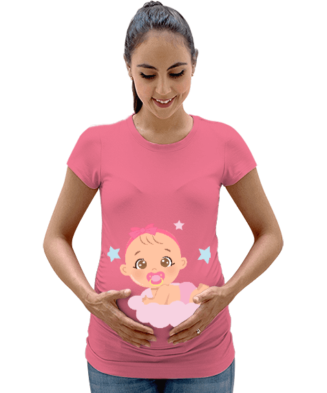 Tisho - Kız Bebek Desenli Kadın Hamile Tişört
