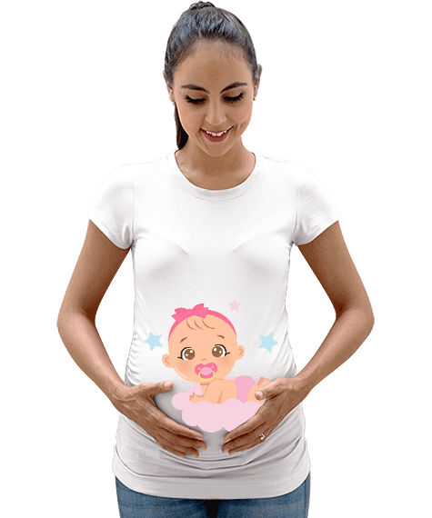 Tisho - Kız Bebek Desenli Kadın Hamile Tişört